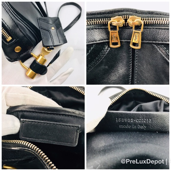 Authentic Yves Saint Laurent Fauve Blk Leather Bag - Picture 6 of 8